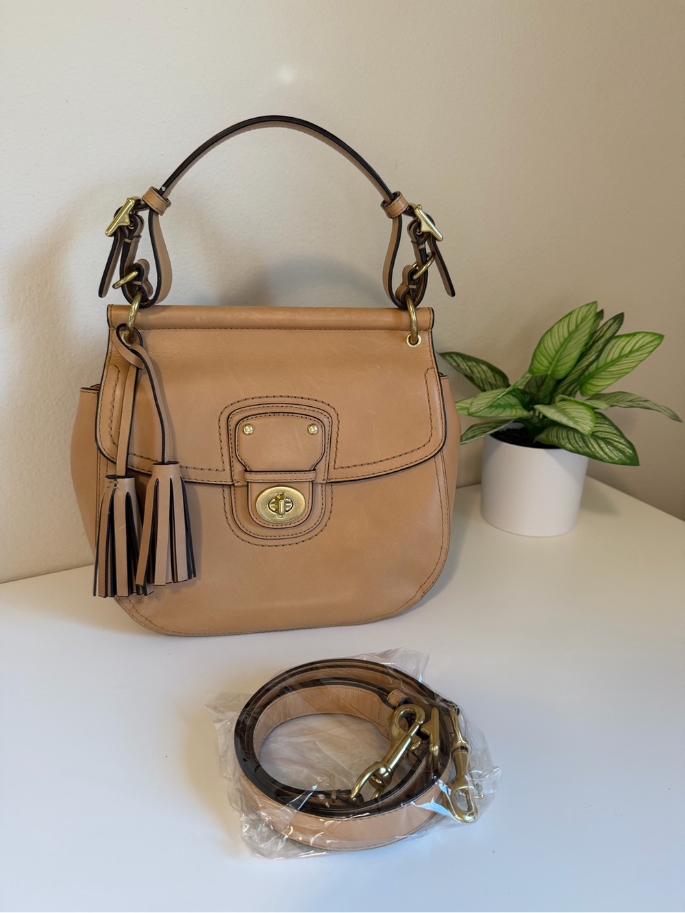 Coach Legacy Willis Sand Leather Crossbody with Turnlock